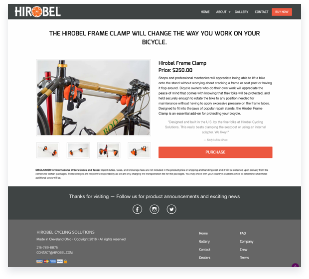 Hirobel purchase page, add to cart